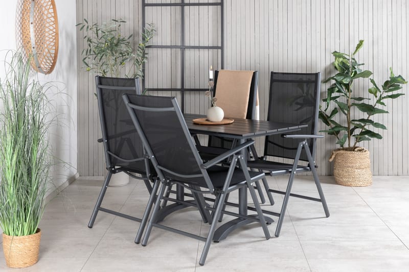 Ruokailuryhmä Denver 120 cm 4 Break tuolia Musta - Venture Home - Puutarhakalusteet - Ulkoryhmä - Ruokailuryhmät ulos