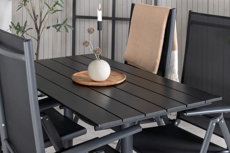 Ruokailuryhmä Denver 120 cm 4 Break tuolia Musta - Venture Home - Puutarhakalusteet - Ulkoryhmä - Ruokailuryhmät ulos