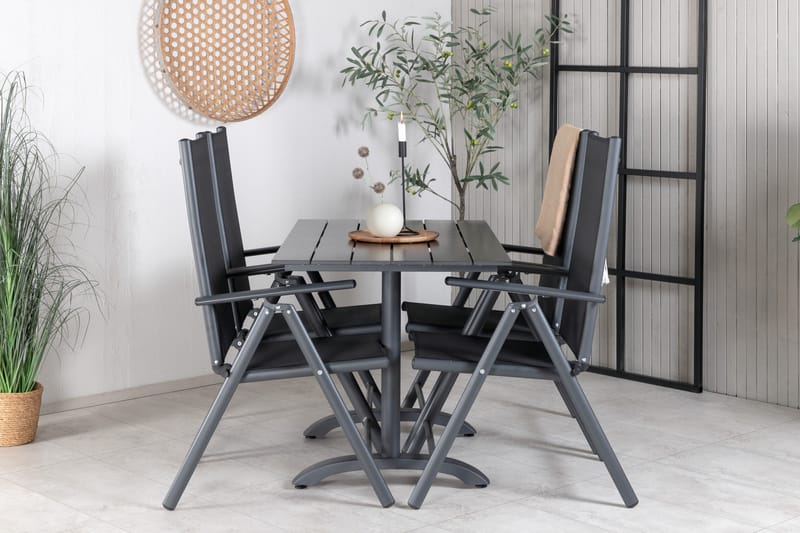 Ruokailuryhmä Denver 120 cm 4 Break tuolia Musta - Venture Home - Puutarhakalusteet - Ulkoryhmä - Ruokailuryhmät ulos