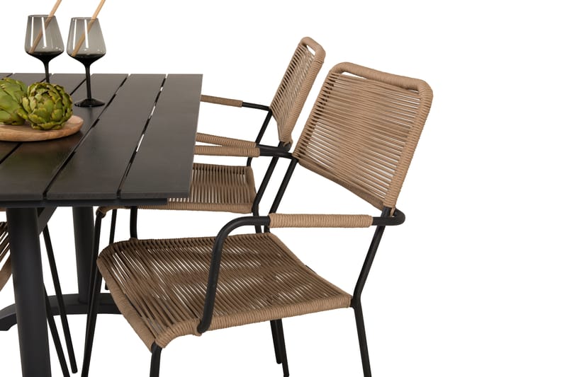 Ruokailuryhmä Denver 120 cm 4 Lindos tuolia Musta - Venture Home - Puutarhakalusteet - Ulkoryhmä - Ruokailuryhmät ulos