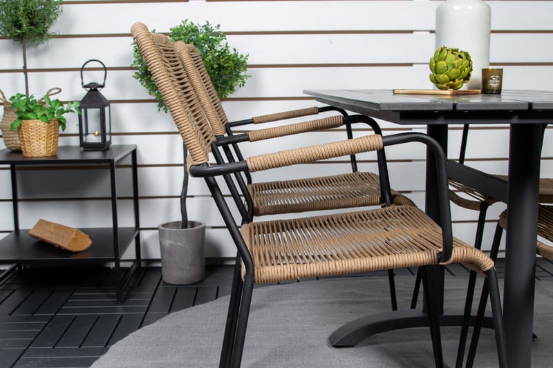 Ruokailuryhmä Denver 120 cm 4 Lindos tuolia Musta - Venture Home - Puutarhakalusteet - Ulkoryhmä - Ruokailuryhmät ulos