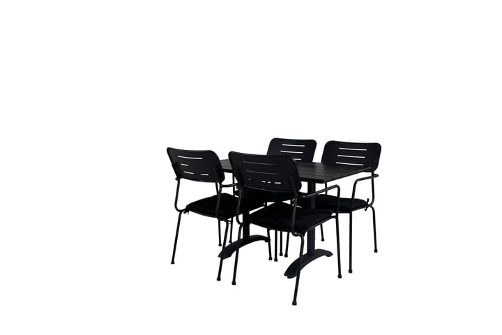 Ruokailuryhmä Denver 120 cm 4 Nicke tuolia Musta - Venture Home - Ruokailuryhmät ulos
