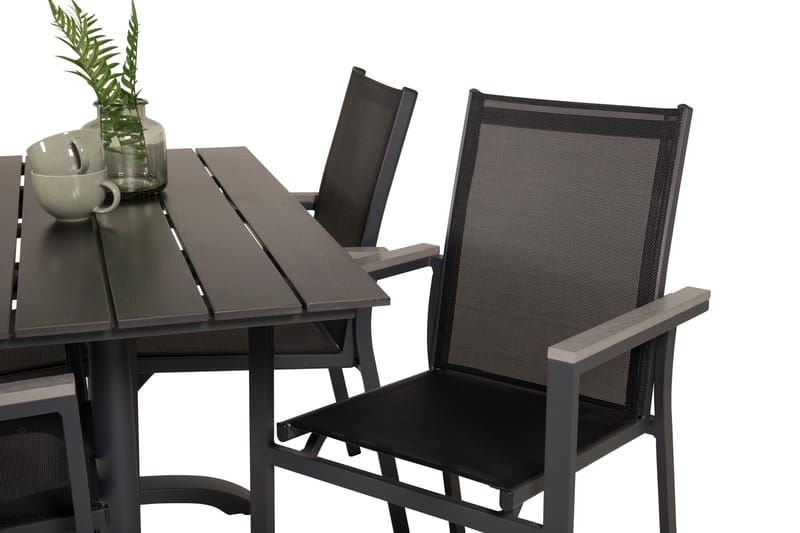 Ruokailuryhmä Denver 120 cm 4 Parma tuolia - Musta - Puutarhakalusteet - Ulkoryhmä - Ruokailuryhmät ulos