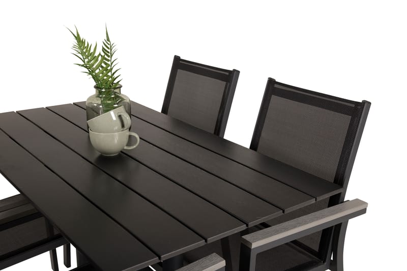 Ruokailuryhmä Denver 120 cm 4 Parma tuolia - Musta - Puutarhakalusteet - Ulkoryhmä - Ruokailuryhmät ulos