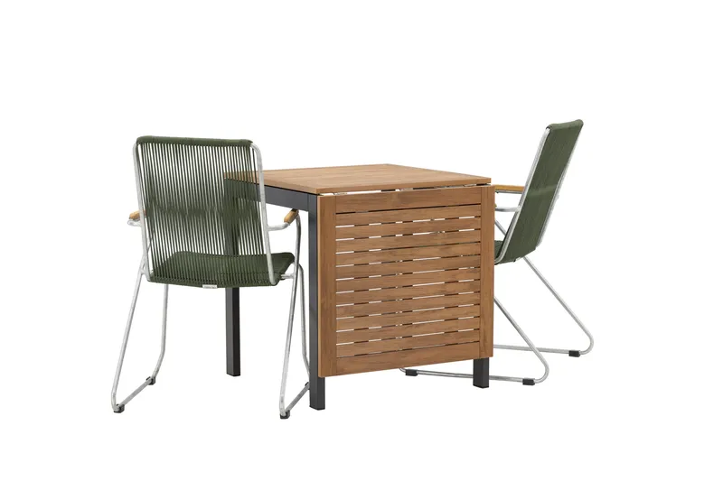 Ruokailuryhmä Diego 70 cm 2 Bois tuolia - Vihreä/Ruskea - Puutarhakalusteet - Ulkoryhmä - Ruokailuryhmät ulos