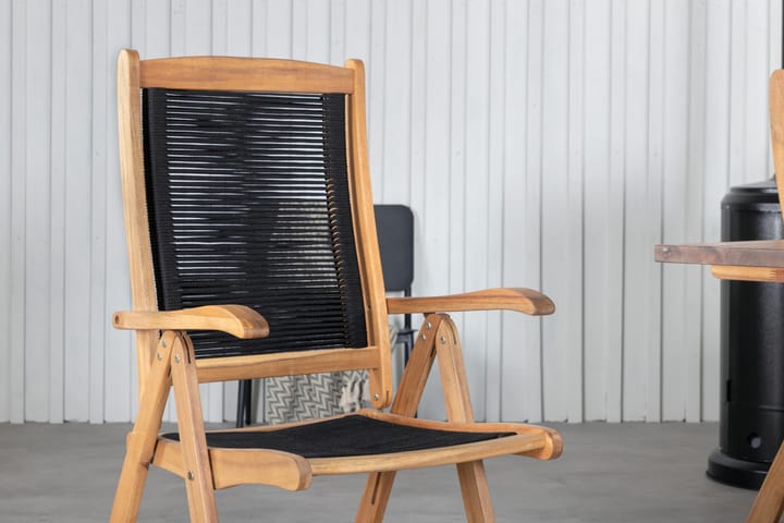 Ruokailuryhmä Doory 250 cm 6 Peter tuolia Musta/Harmaa - Venture Home - Ruokailuryhmät ulos