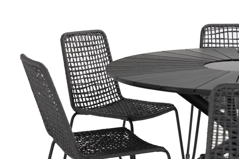 Ruokailuryhmä Finnhamn 140 cm 6 Hilltorp ruokatuolia - Musta - Puutarhakalusteet - Ulkoryhmä - Ruokailuryhmät ulos