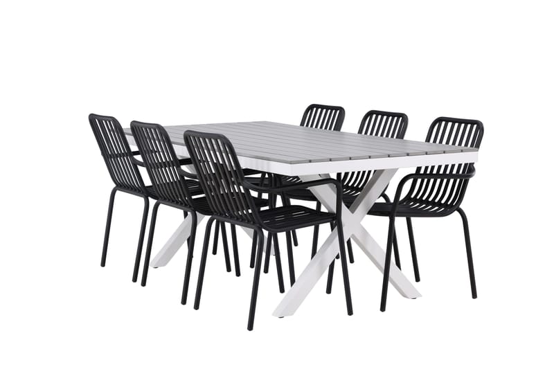 Ruokailuryhmä Garcia 200 cm 6 Peking tuolia, Musta/Harmaa