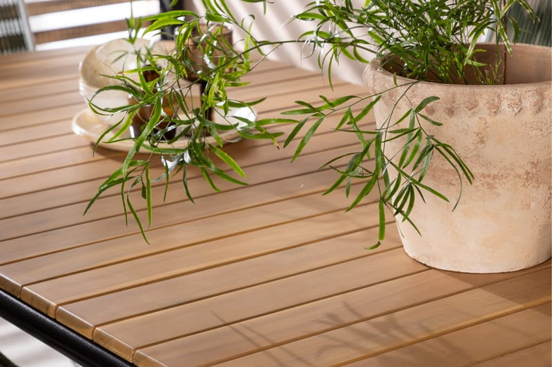 Ruokailuryhmä Holmbeck 200 cm 6 Bois tuolia - Vihreä/Ruskea - Puutarhakalusteet - Ulkoryhmä - Ruokailuryhmät ulos