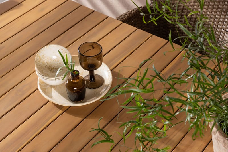 Ruokailuryhmä Holmbeck 200 cm 6 Malina tuolia - Ruskea - Puutarhakalusteet - Ulkoryhmä - Ruokailuryhmät ulos