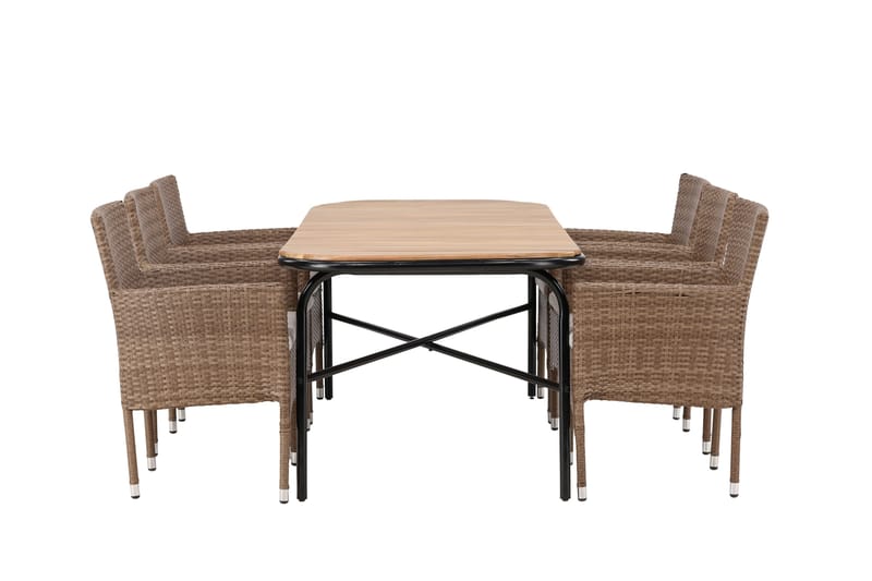 Ruokailuryhmä Holmbeck 200 cm 6 Malina tuolia - Ruskea - Puutarhakalusteet - Ulkoryhmä - Ruokailuryhmät ulos