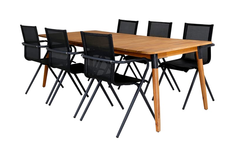 Ruokailuryhmä Julian 210 cm 6 Alina tuolia - Ruskea - Puutarhakalusteet - Ulkoryhmä - Ruokailuryhmät ulos