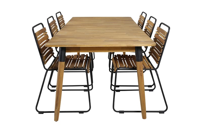 Ruokailuryhmä Julian 210 cm 6 Bois tuolia - Musta/Harmaa - Puutarhakalusteet - Ulkoryhmä - Ruokailuryhmät ulos