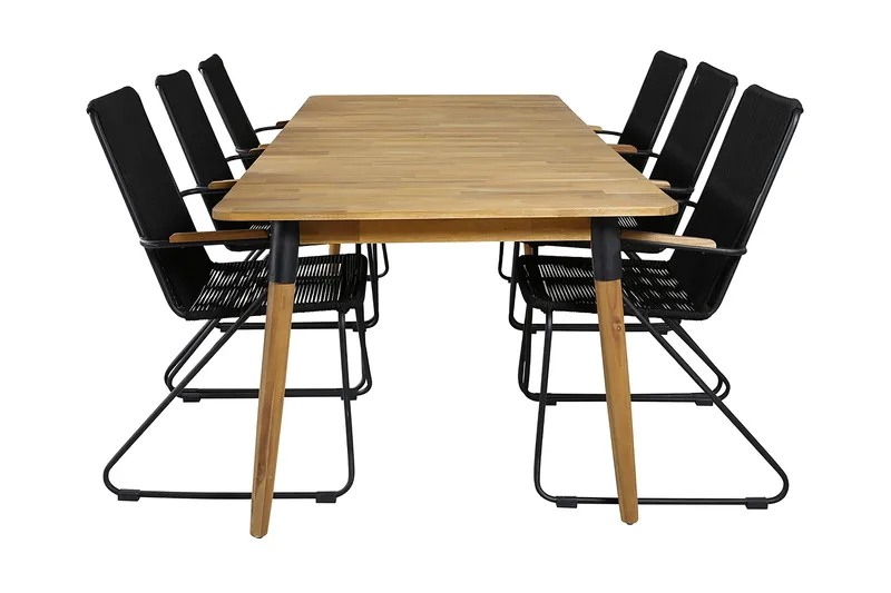 Ruokailuryhmä Julian 210 cm 6 Bois tuolia, Musta/Harmaa