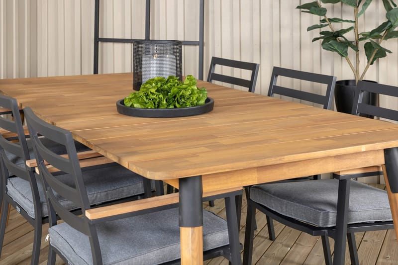 Ruokailuryhmä Julian 210 cm 6 Brasilia tuolia - Musta/Harmaa - Puutarhakalusteet - Ulkoryhmä - Ruokailuryhmät ulos