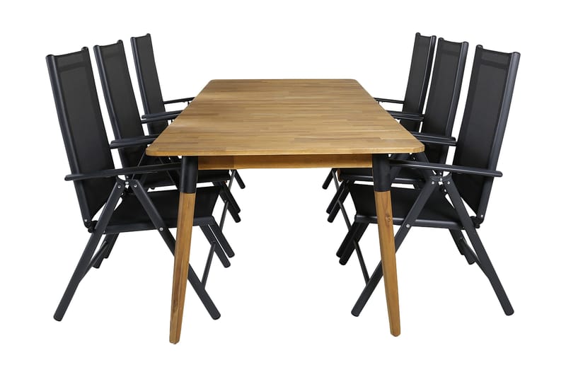 Ruokailuryhmä Julian 210 cm 6 Break tuolia, Musta