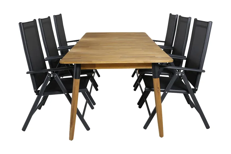 Ruokailuryhmä Julian 210 cm 6 Break tuolia, Musta