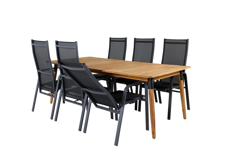 Ruokailuryhmä Julian 210 cm 6 Copacabana tuolia - Musta/Ruskea - Puutarhakalusteet - Ulkoryhmä - Ruokailuryhmät ulos