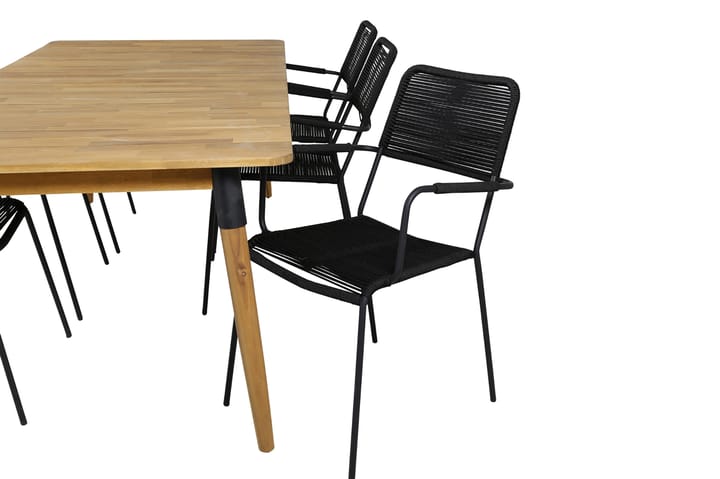 Ruokailuryhmä Julian 210 cm 6 Lindos tuolia Musta/Luonnonvär - Venture Home - Ruokailuryhmät ulos