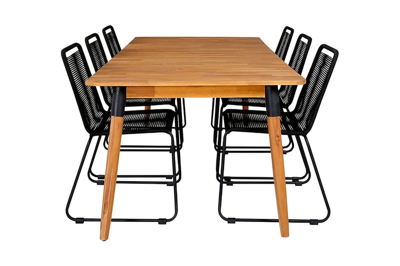 Ruokailuryhmä Julian 210 cm 6 Lindos tuolia, Ruskea/Valkoinen