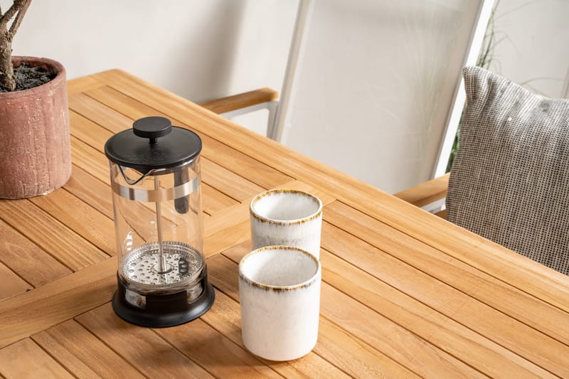 Ruokailuryhmä Kenya 120x70 cm 4 Texas tuolia - Valkoinen/Ruskea - Puutarhakalusteet - Ulkoryhmä - Ruokailuryhmät ulos