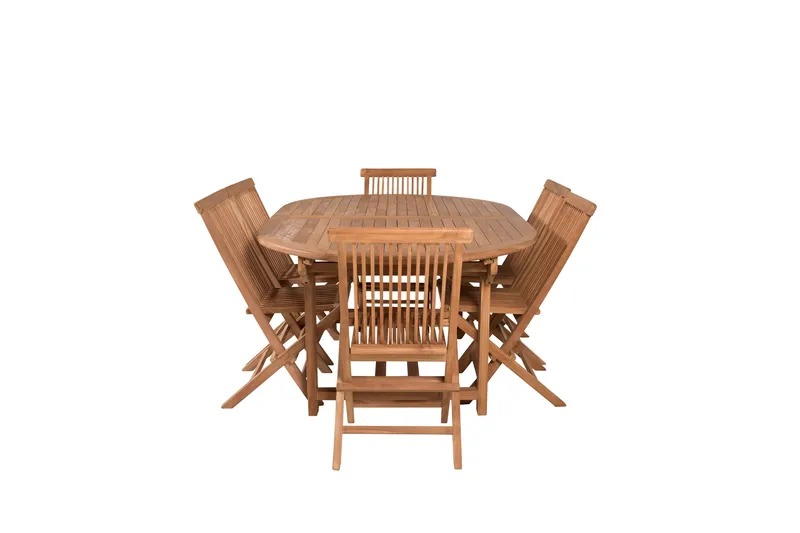 Ruokailuryhmä Kenya 180-240x120 cm 6 Kenya taittotuolia, Ruskea