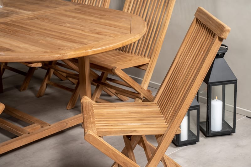 Ruokailuryhmä Kenya 180-240x120 cm 8 Kenya taittotuolia - Ruskea - Puutarhakalusteet - Ulkoryhmä - Ruokailuryhmät ulos