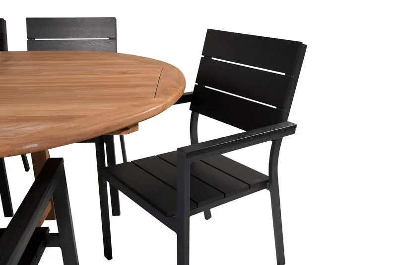 Ruokailuryhmä Kenya 180-240x120 cm 8 Levels tuolia - Musta/Ruskea - Puutarhakalusteet - Ulkoryhmä - Ruokailuryhmät ulos