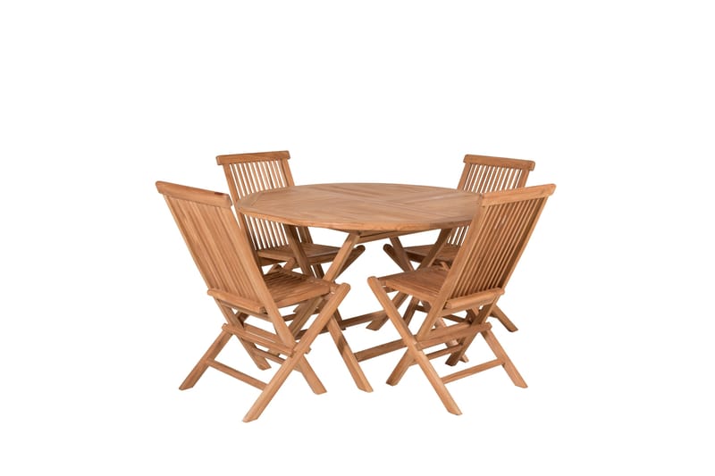 Ruokailuryhmä Kenya Pyöreä 120 cm 4 Kenya taittotuolia, Ruskea