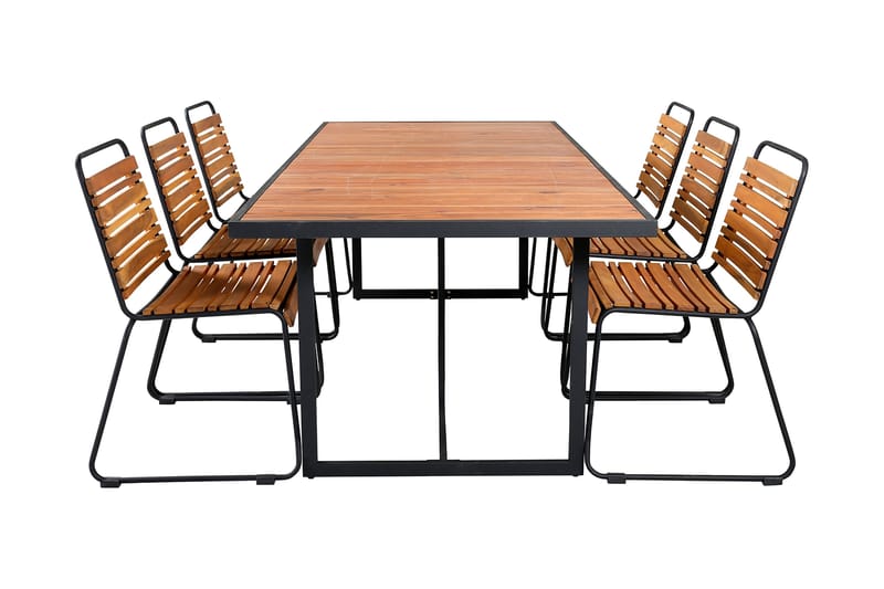 Ruokailuryhmä Khung 200 cm 6 Bois tuolia, Ruskea/Valkoinen