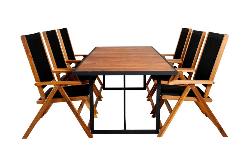 Ruokailuryhmä Khung 200 cm 6 Little John tuolia, Valkoinen