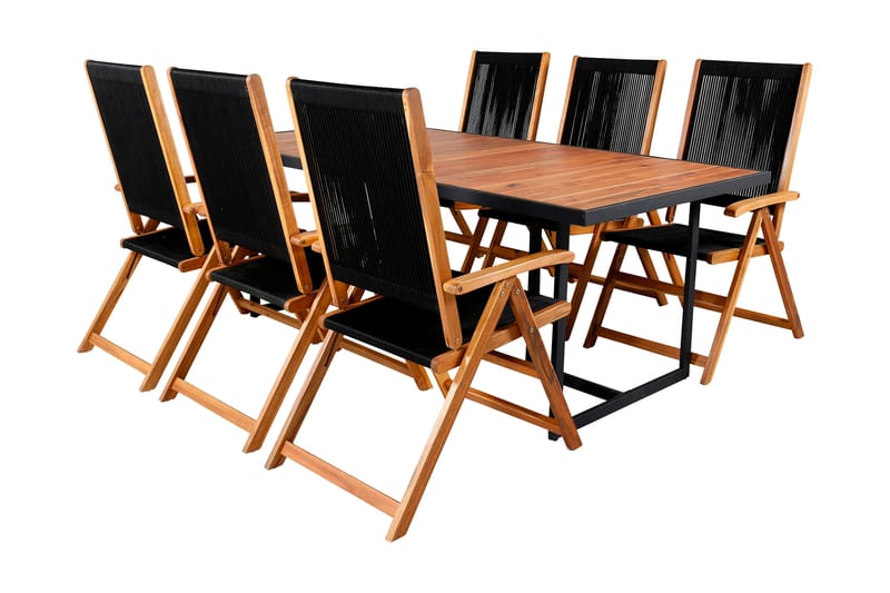 Ruokailuryhmä Khung 200 cm 6 Little John tuolia - Valkoinen - Puutarhakalusteet - Ulkoryhmä - Ruokailuryhmät ulos