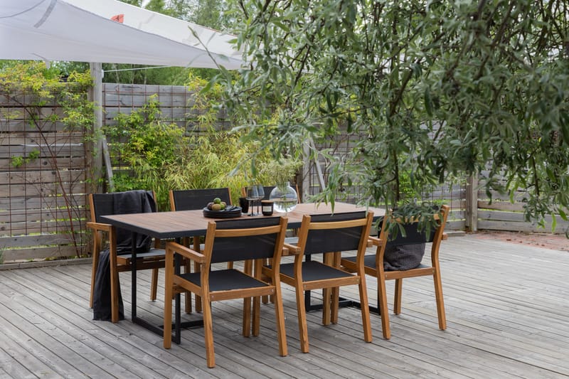 Ruokailuryhmä Khung 200 cm 6 Venice tuolia - Musta - Puutarhakalusteet - Ulkoryhmä - Ruokailuryhmät ulos