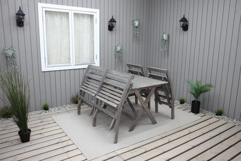 Ruokailuryhmä Larios 76 cm + 2 Ruokatuolia + Penkki - Harmaa - Puutarhakalusteet - Ulkoryhmä - Ruokailuryhmät ulos
