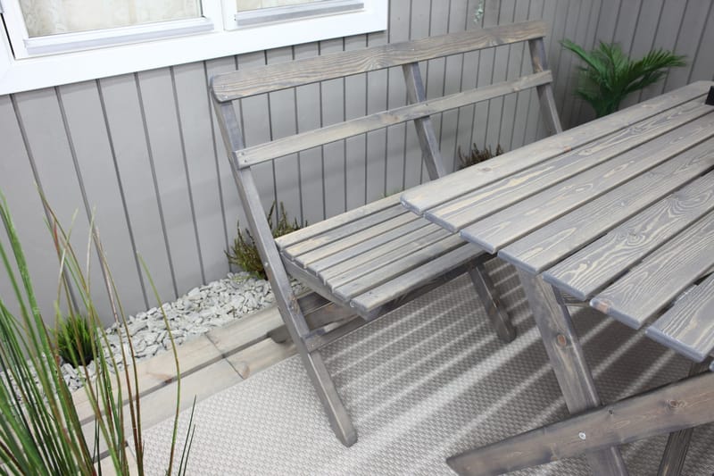 Ruokailuryhmä Larios 76 cm + 2 Ruokatuolia + Penkki - Harmaa - Puutarhakalusteet - Ulkoryhmä - Ruokailuryhmät ulos