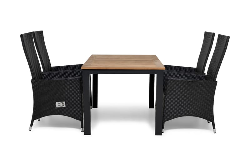 Ruokailuryhmä Las Vegas 152-210 + 4 Jenny Säädettävä Nojatuo, sis Pehmuste Musta/Tiikki/Musta