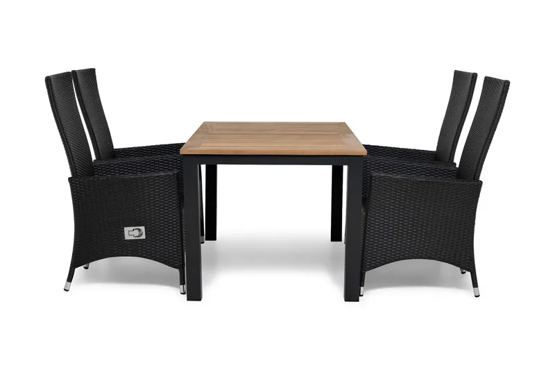 Ruokailuryhmä Las Vegas 152-210 + 4 Jenny Säädettävä Nojatuo, sis Pehmuste Musta/Tiikki/Musta