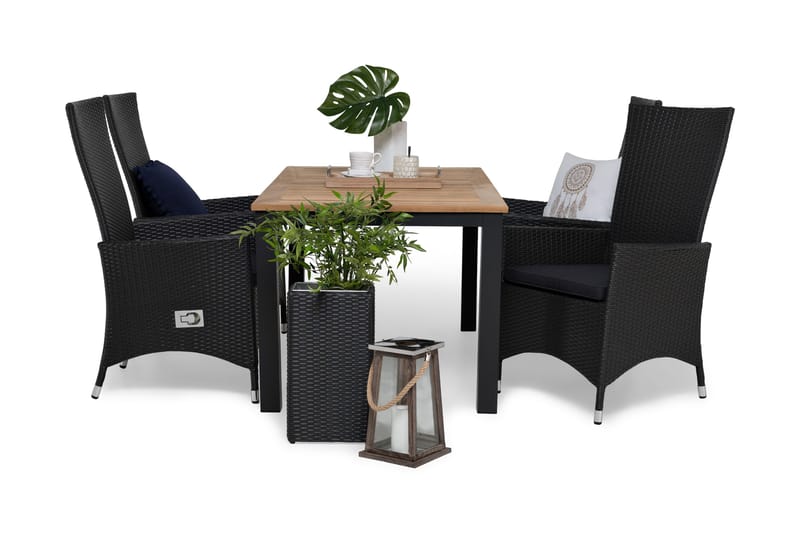 Ruokailuryhmä Las Vegas 152-210 + 4 Jenny Säädettävä Nojatuo, sis Pehmuste Musta/Tiikki/Musta/Harmaa