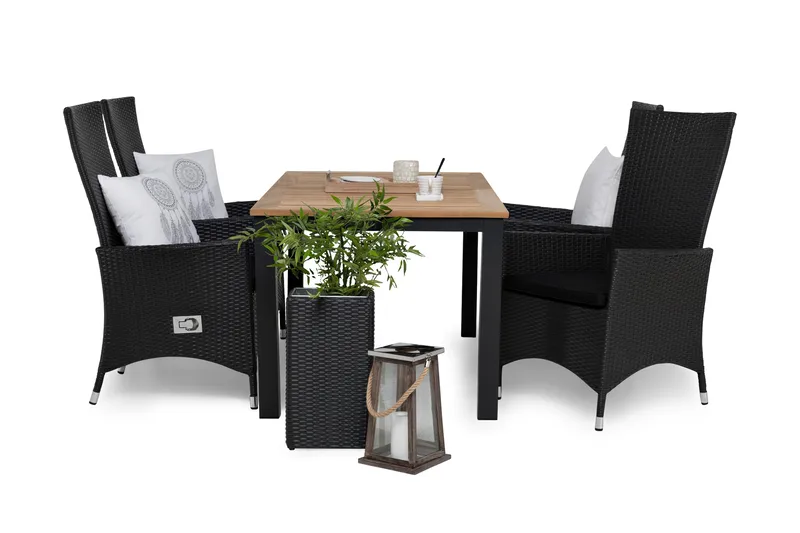 Ruokailuryhmä Las Vegas 152-210 + 4 Jenny Säädettävä Nojatuo, sis Pehmuste Musta/Tiikki/Musta