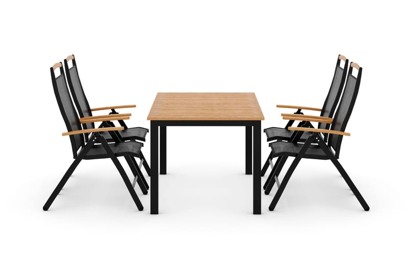 Ruokailuryhmä Las Vegas 152-210 + 4 Säätötuoli Lyx, Musta/Tiikki