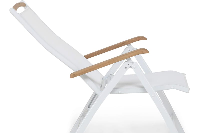 Ruokailuryhmä Las Vegas 152-210 + 4 Säätötuoli Lyx - Valkoinen/Tiikki/Valkoinen/Tiikki - Puutarhakalusteet - Ulkoryhmä - Ruokailuryhmät ulos