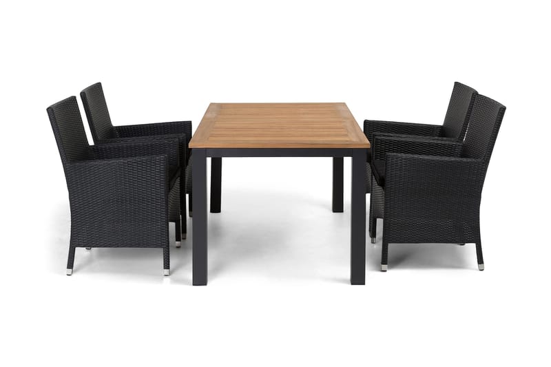 Ruokailuryhmä Las Vegas 152-210 + 4 Thor Nojatuoli, Musta/Tiikki