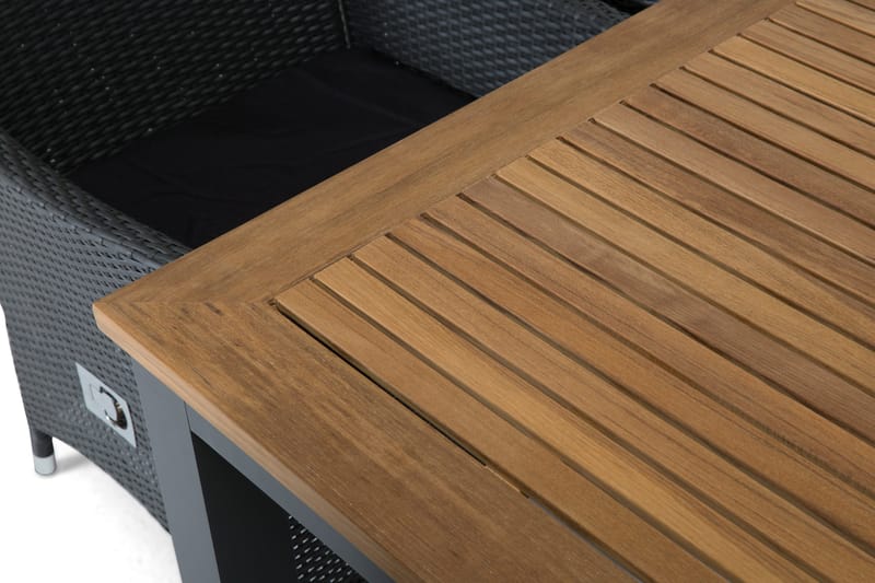 Ruokailuryhmä Las Vegas 152-210 + 6 Jenny Säädettävä Nojatuo - Tiikki/Musta - Puutarhakalusteet - Ulkoryhmä - Ruokailuryhmät ulos