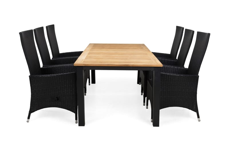 Ruokailuryhmä Las Vegas 220-280 + 6 Jenny Säädettävä Nojatuo, sis Pehmuste Musta/Tiikki/Musta