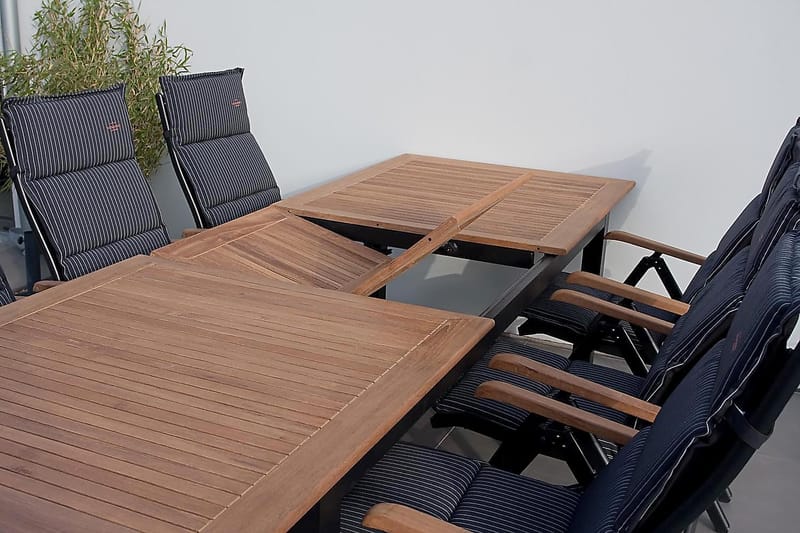 Ruokailuryhmä Las Vegas 220-280 + 6 Säätötuoli Lyx - Musta Tiikki - Puutarhakalusteet - Ulkoryhmä - Ruokailuryhmät ulos