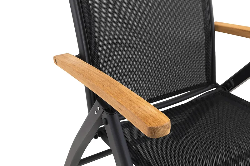 Ruokailuryhmä Las Vegas 220-280 + 6 Säätötuoli Lyx - Musta Tiikki - Puutarhakalusteet - Ulkoryhmä - Ruokailuryhmät ulos