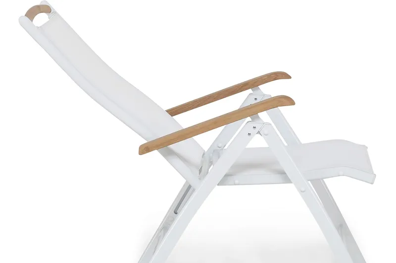 Ruokailuryhmä Las Vegas 220-280 + 6 Säätötuolia Lyx - Tiikki/Valkoinen - Puutarhakalusteet - Ulkoryhmä - Ruokailuryhmät ulos