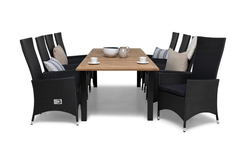 Ruokailuryhmä Las Vegas 220-280 + 8 Jenny Säädettävä Nojatuo, sis Pehmuste Tiikki/Musta/Harm