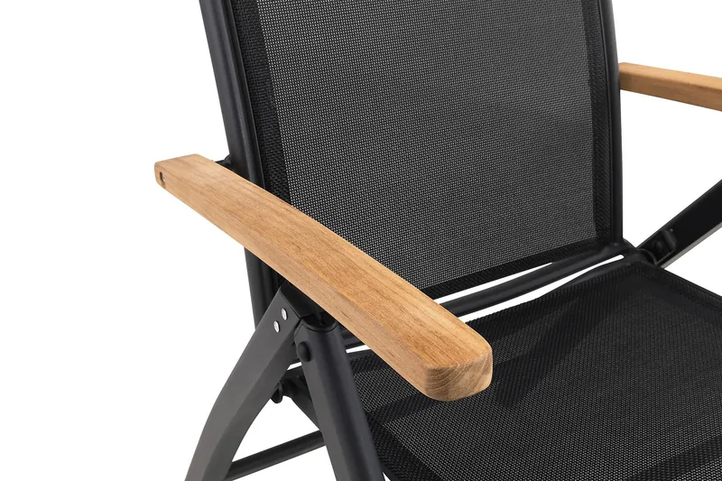 Ruokailuryhmä Las Vegas 220-280 + 8 Säätötuoli Lyx - Musta/Tiikki - Puutarhakalusteet - Ulkoryhmä - Ruokailuryhmät ulos