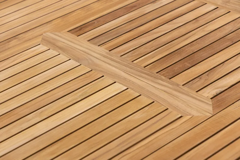 Ruokailuryhmä Las Vegas 220-280 cm 6 Oliver ruokatuolia - Tiikki/Valkoinen - Puutarhakalusteet - Ulkoryhmä - Ruokailuryhmät ulos